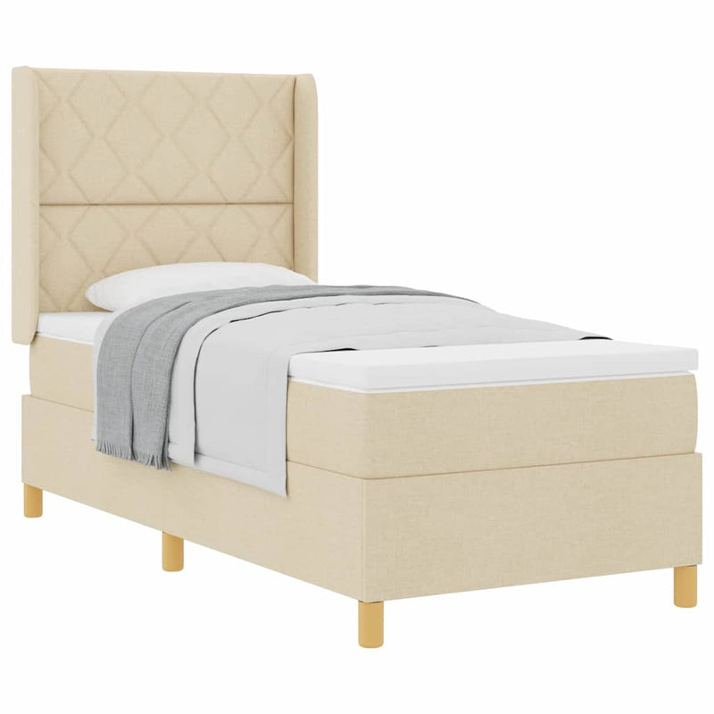 vidaXL Box Spring ágy matracmal fejtámlával Krém 100 x 200 cm szövet