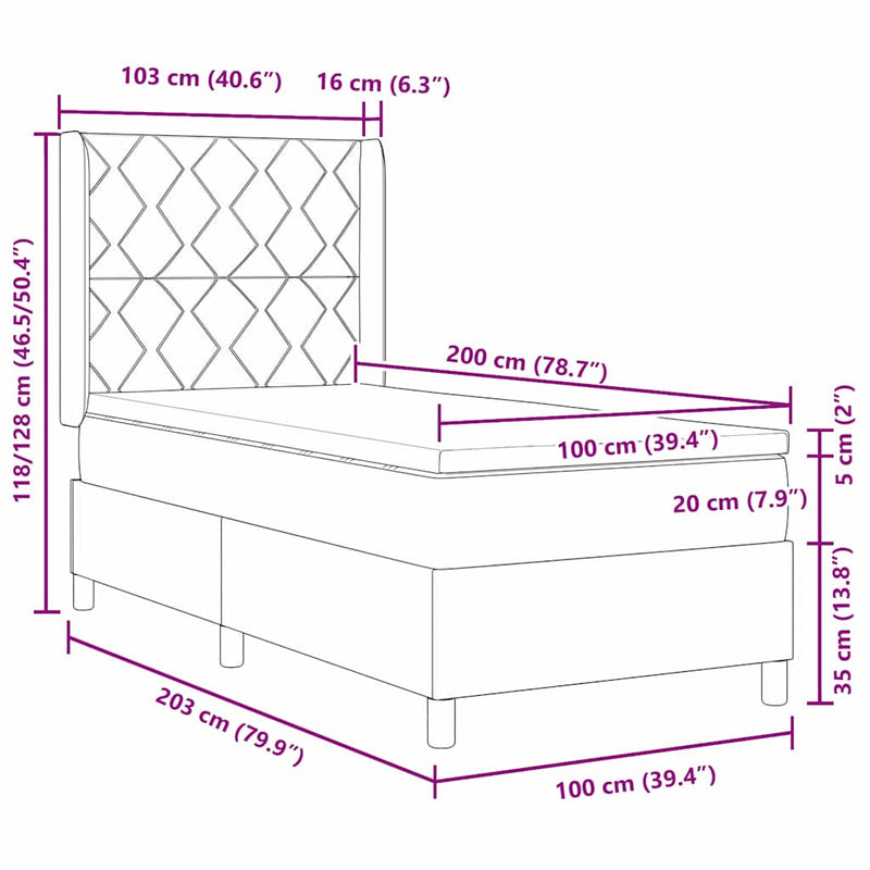 vidaXL Box Spring ágy matracmal fejtámlával Krém 100 x 200 cm szövet