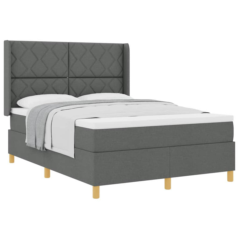 vidaXL Box Spring ágy matracmal Sötétszürke 140 x 190 cm szövet