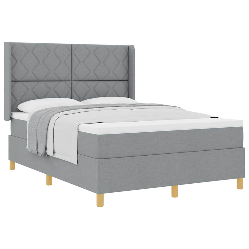vidaXL Box Spring ágy matracmal Világosszürke 140 x 200 cm szövet