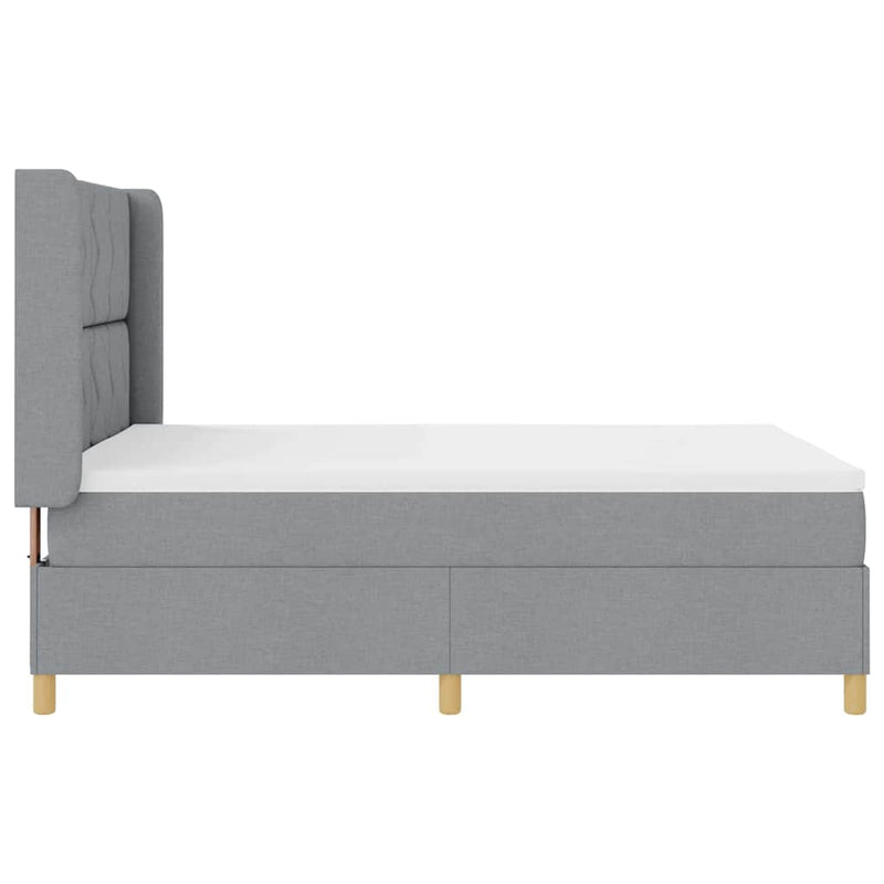 vidaXL Box Spring ágy matracmal Világosszürke 140 x 200 cm szövet