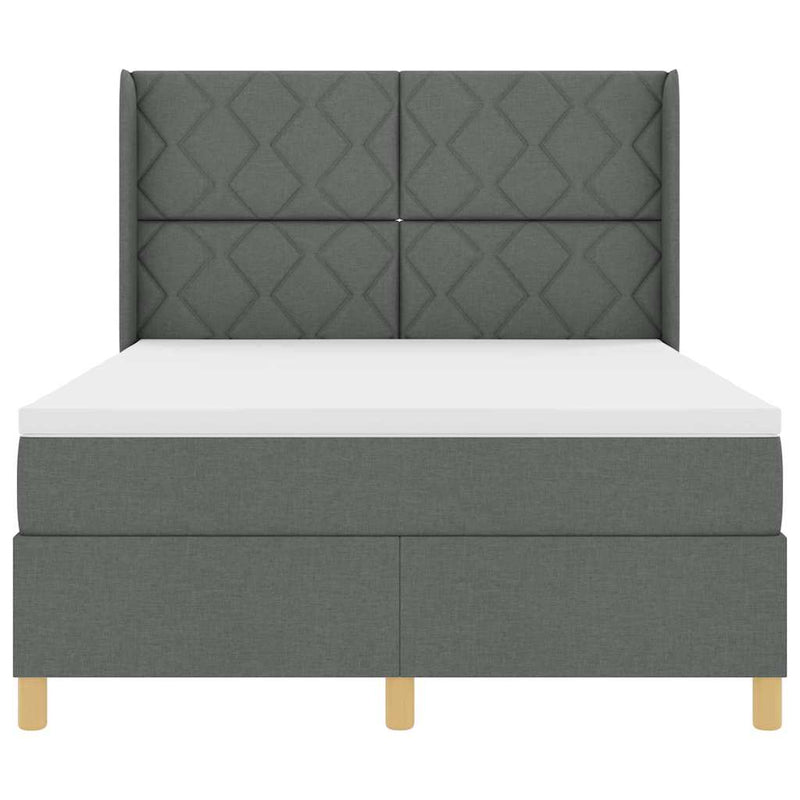 vidaXL Box Spring ágy matracmal Sötétszürke 140 x 200 cm szövet