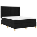 vidaXL Boxrugós ágy fejtámlával Fekete 140 x 200 cm szövet