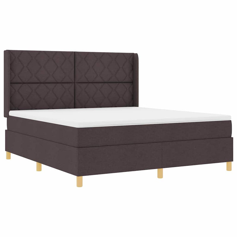 vidaXL Box Spring ágy matracmal sötétbarna 180 x 200 cm szövet