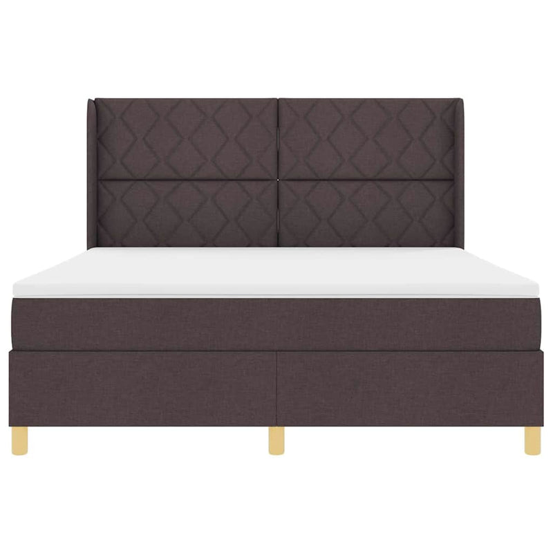 vidaXL Box Spring ágy matracmal sötétbarna 180 x 200 cm szövet