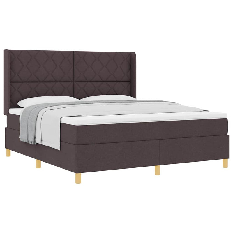 vidaXL Box Spring ágy matracmal sötétbarna 180 x 200 cm szövet