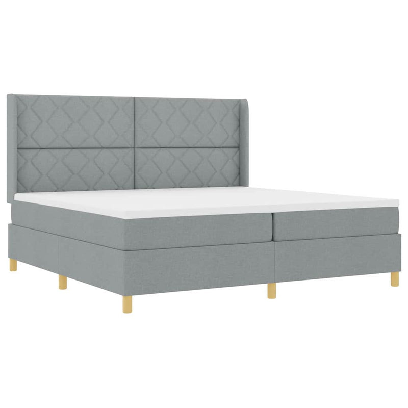 vidaXL Box Spring ágy matracmal Világosszürke 200 x 200 cm szövet