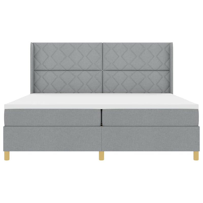 vidaXL Box Spring ágy matracmal Világosszürke 200 x 200 cm szövet