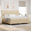 vidaXL Boxrugós ágy fejtámlával Krém 200 x 200 cm szövet
