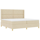 vidaXL Boxrugós ágy fejtámlával Krém 200 x 200 cm szövet