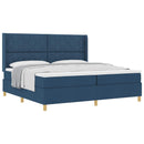 vidaXL Boxrugós ágy fejtámlával Kék 200 x 200 cm szövet