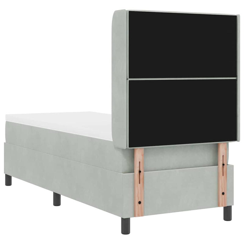 vidaXL Boxrugós ágy fejtámlával Világosszürke 80 x 200 cm Bársony