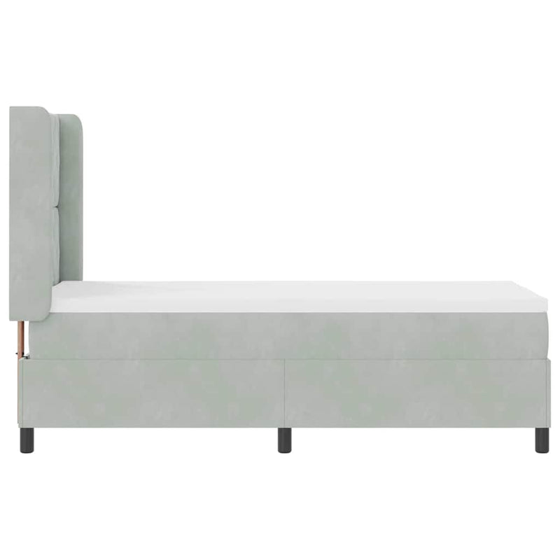 vidaXL Boxrugós ágy fejtámlával Világosszürke 80 x 200 cm Bársony