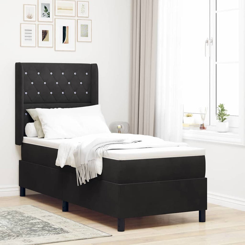 vidaXL Boxrugós ágy fejtámlával Fekete 80 x 200 cm Bársony