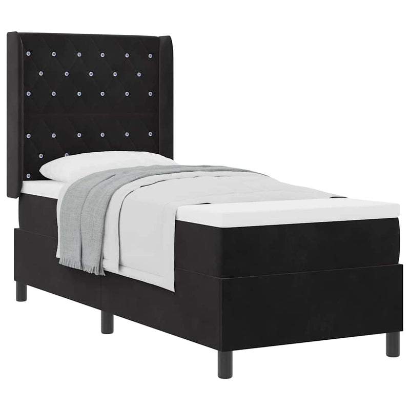 vidaXL Boxrugós ágy fejtámlával Fekete 80 x 200 cm Bársony