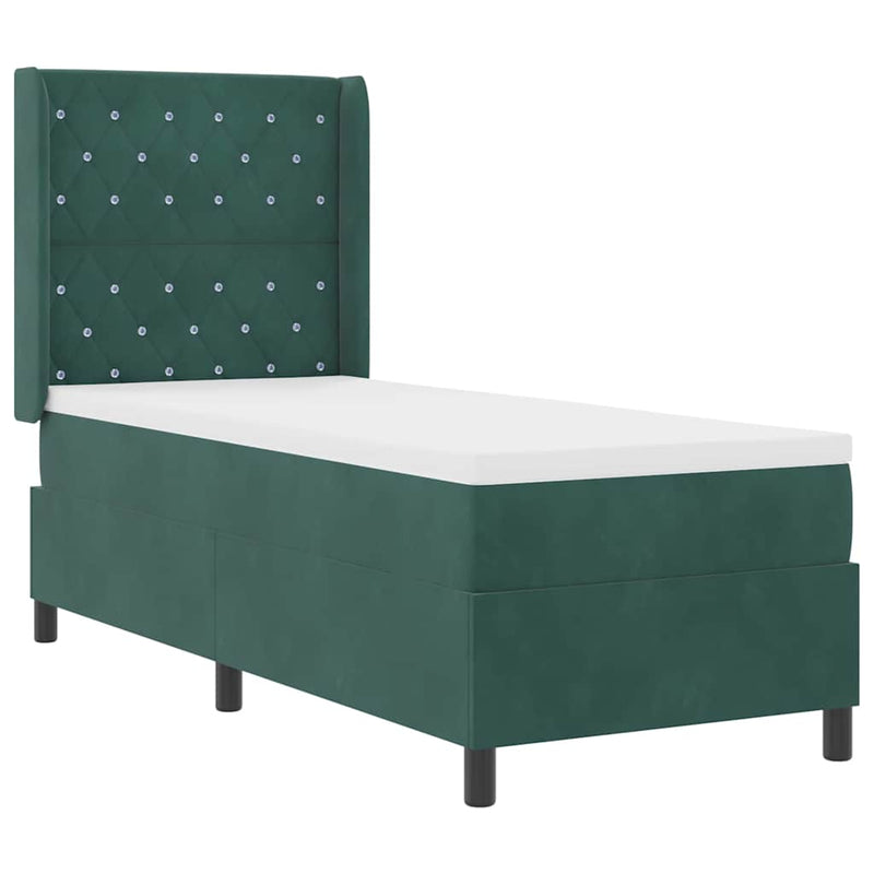 vidaXL Boxrugós ágy fejtámlával Sötétzöld 80 x 200 cm Bársony