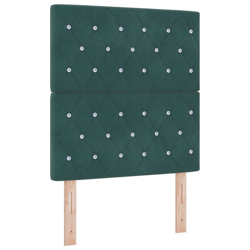 vidaXL Boxrugós ágy fejtámlával Sötétzöld 80 x 200 cm Bársony