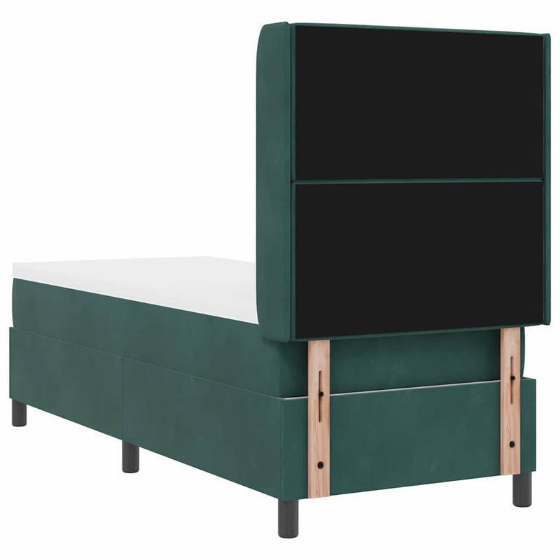 vidaXL Boxrugós ágy fejtámlával Sötétzöld 80 x 200 cm Bársony