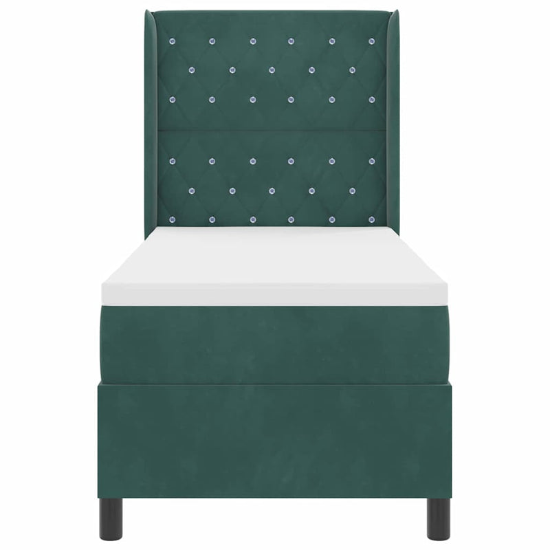 vidaXL Boxrugós ágy fejtámlával Sötétzöld 80 x 200 cm Bársony