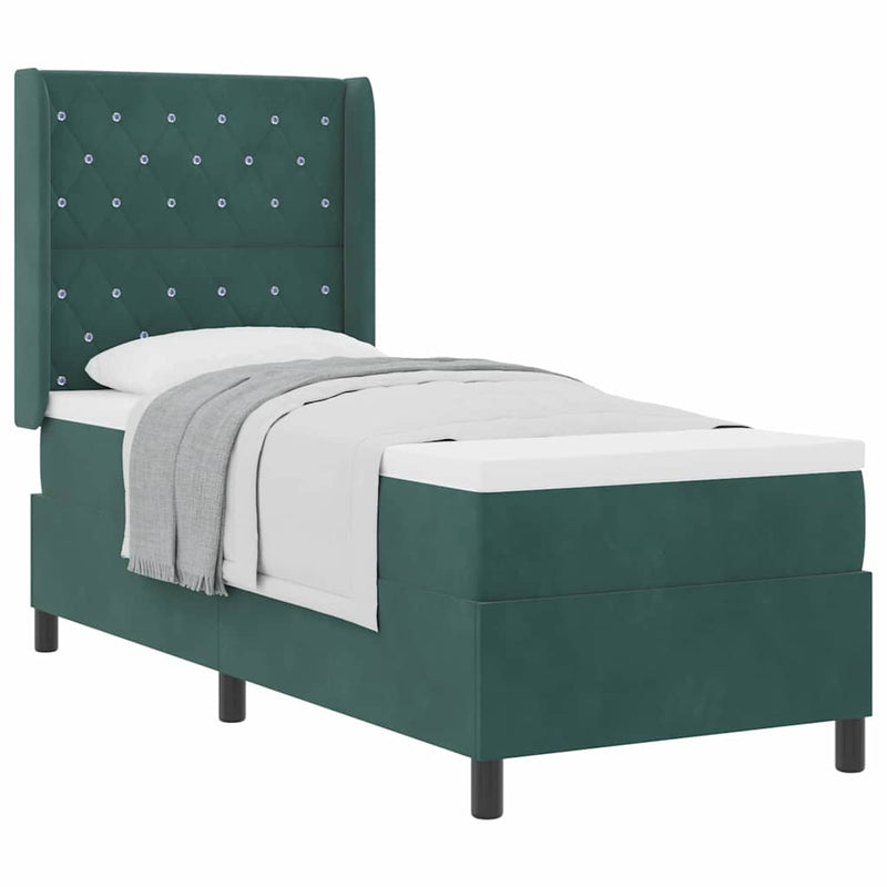 vidaXL Boxrugós ágy fejtámlával Sötétzöld 80 x 200 cm Bársony