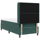 vidaXL Boxrugós ágy matracmal Sötétzöld 90 x 190 cm Bársony