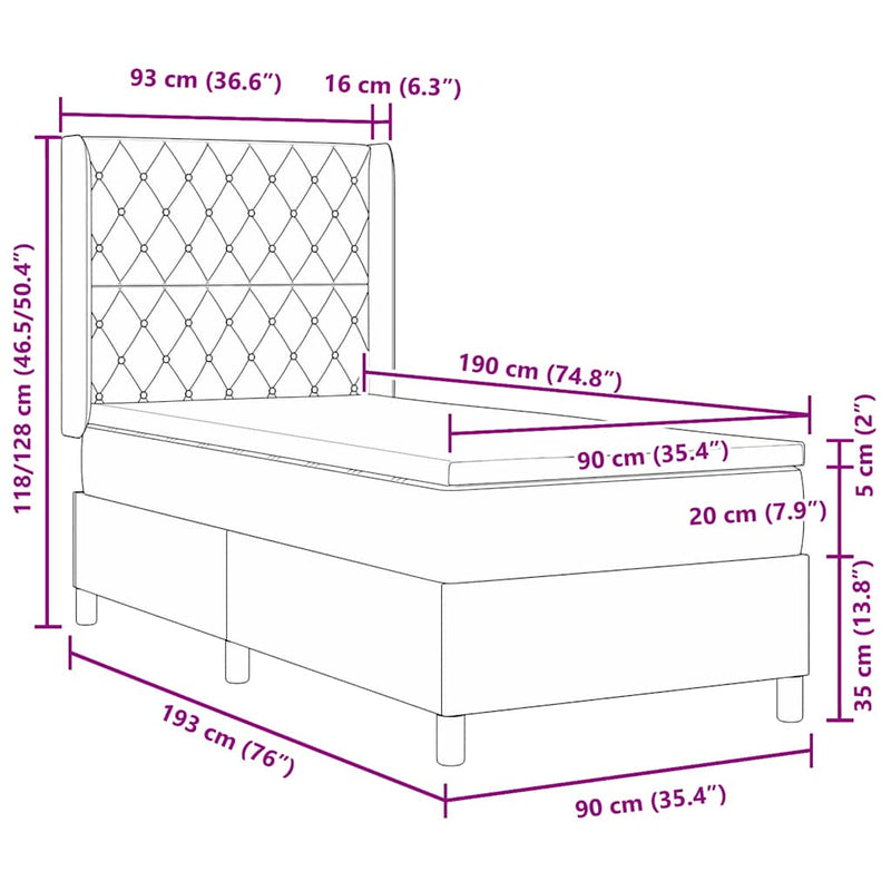 vidaXL Boxrugós ágy fejtámlával Sötétzöld 90 x 190 cm Bársony