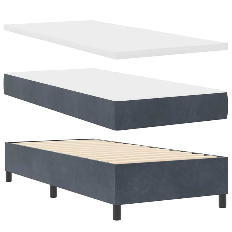 vidaXL Boxrugós ágy fejtámlával Sötétszürke 100 x 200 cm Bársony