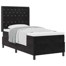 vidaXL Boxrugós ágy matracmal fejtámlával Fekete 100 x 200 cm Bársony