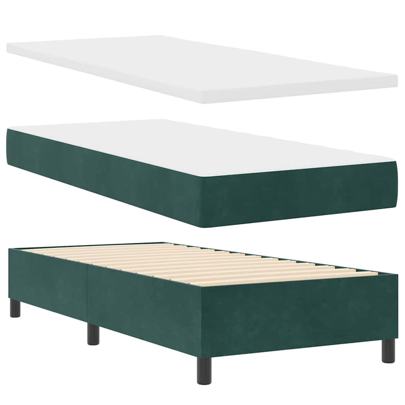 vidaXL Boxrugós ágy fejtámlával Sötétzöld 100 x 200 cm Bársony