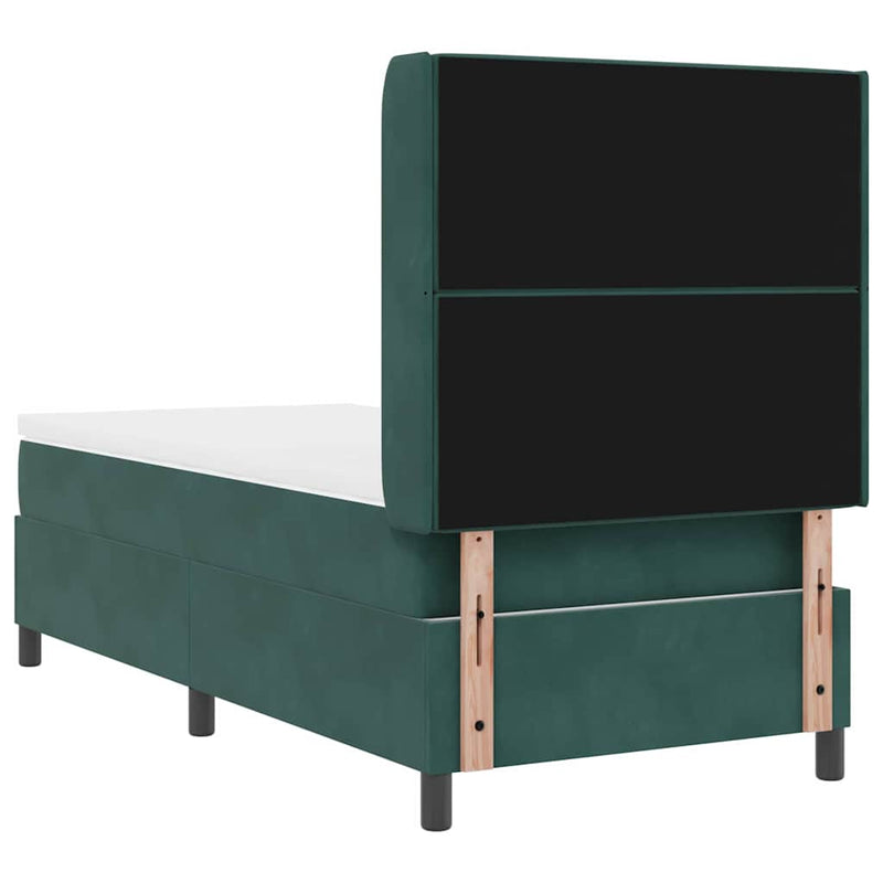 vidaXL Boxrugós ágy fejtámlával Sötétzöld 100 x 200 cm Bársony