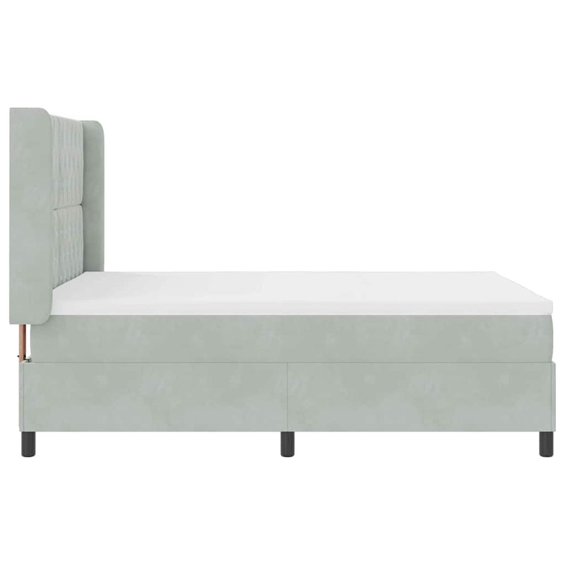 vidaXL Boxrugós ágy fejtámlával Világosszürke 140 x 190 cm Bársony