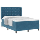 vidaXL Boxrugós ágy matracmal fejtámlával Kék 140 x 190 cm Bársony
