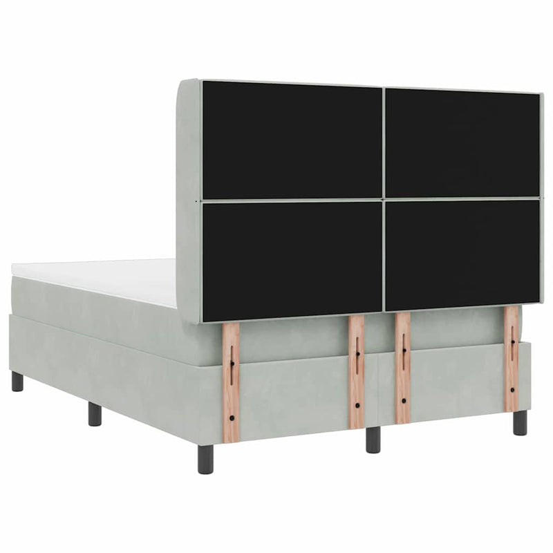 vidaXL Boxrugós ágy fejtámlával Világosszürke 140 x 200 cm Bársony