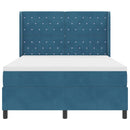 vidaXL Boxrugós ágy fejtámlával Kék 140 x 200 cm Bársony