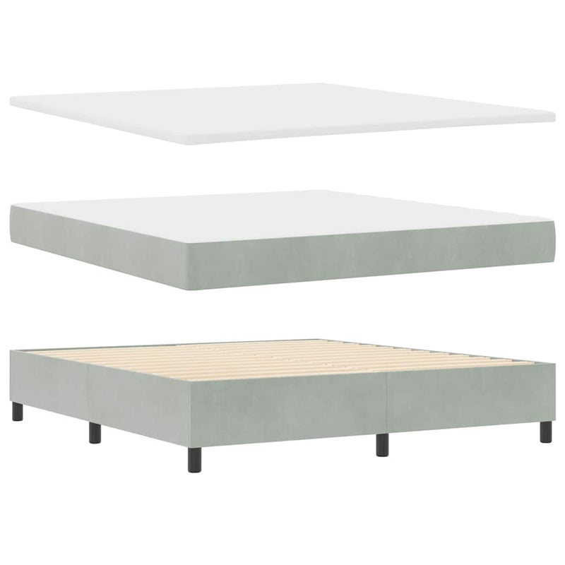 vidaXL Boxrugós ágy fejtámlával Világosszürke 180 x 200 cm Bársony