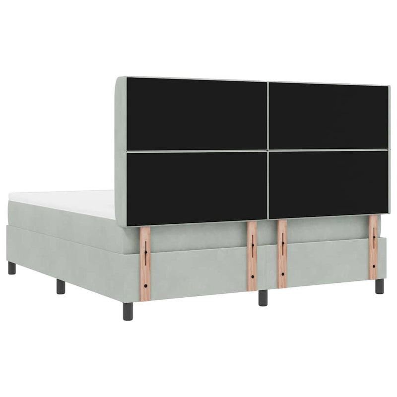 vidaXL Boxrugós ágy fejtámlával Világosszürke 180 x 200 cm Bársony