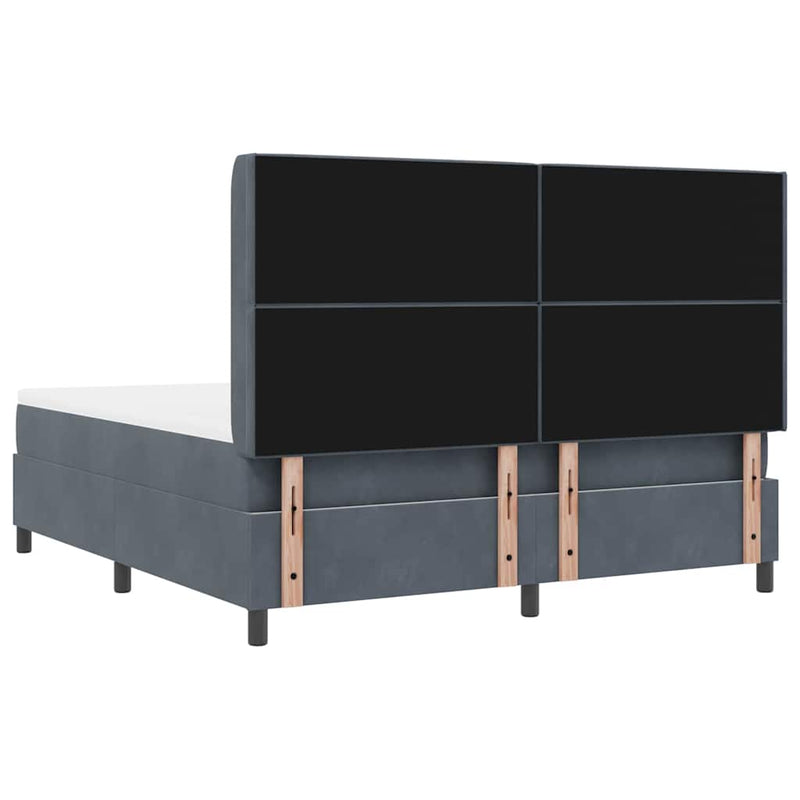 vidaXL Boxrugós ágy fejtámlával Sötétszürke 180 x 200 cm Bársony