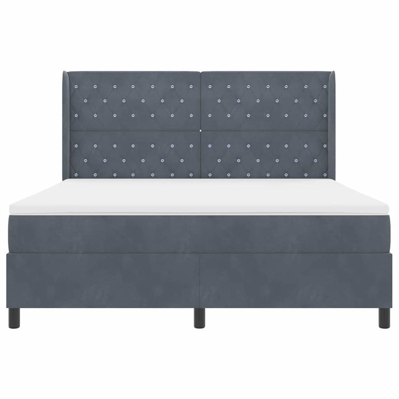 vidaXL Boxrugós ágy fejtámlával Sötétszürke 180 x 200 cm Bársony