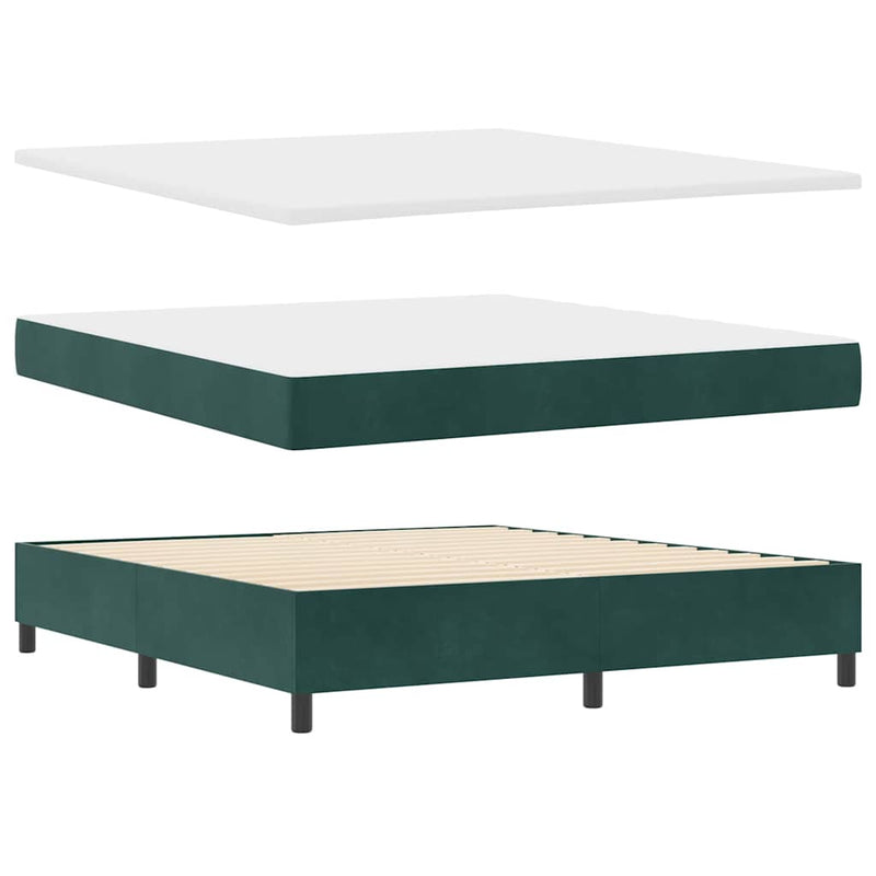 vidaXL Boxrugós ágy fejtámlával Sötétzöld 180 x 200 cm Bársony