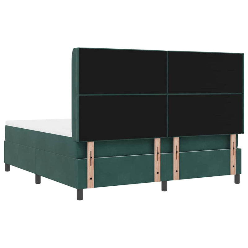 vidaXL Boxrugós ágy fejtámlával Sötétzöld 180 x 200 cm Bársony