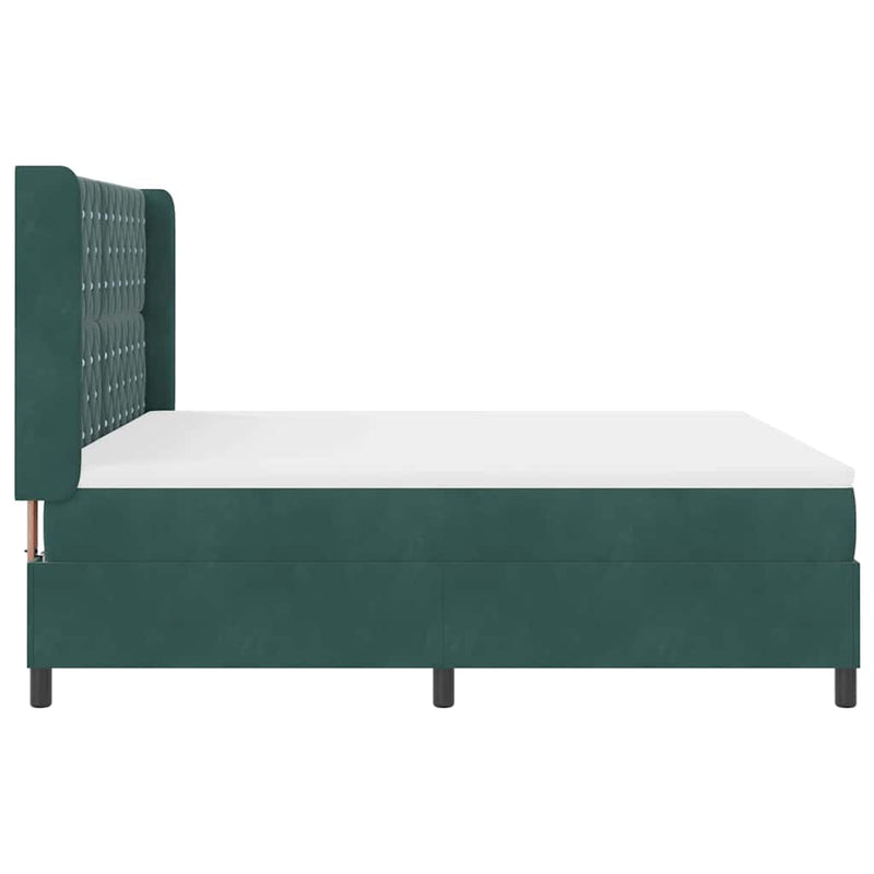 vidaXL Boxrugós ágy fejtámlával Sötétzöld 180 x 200 cm Bársony