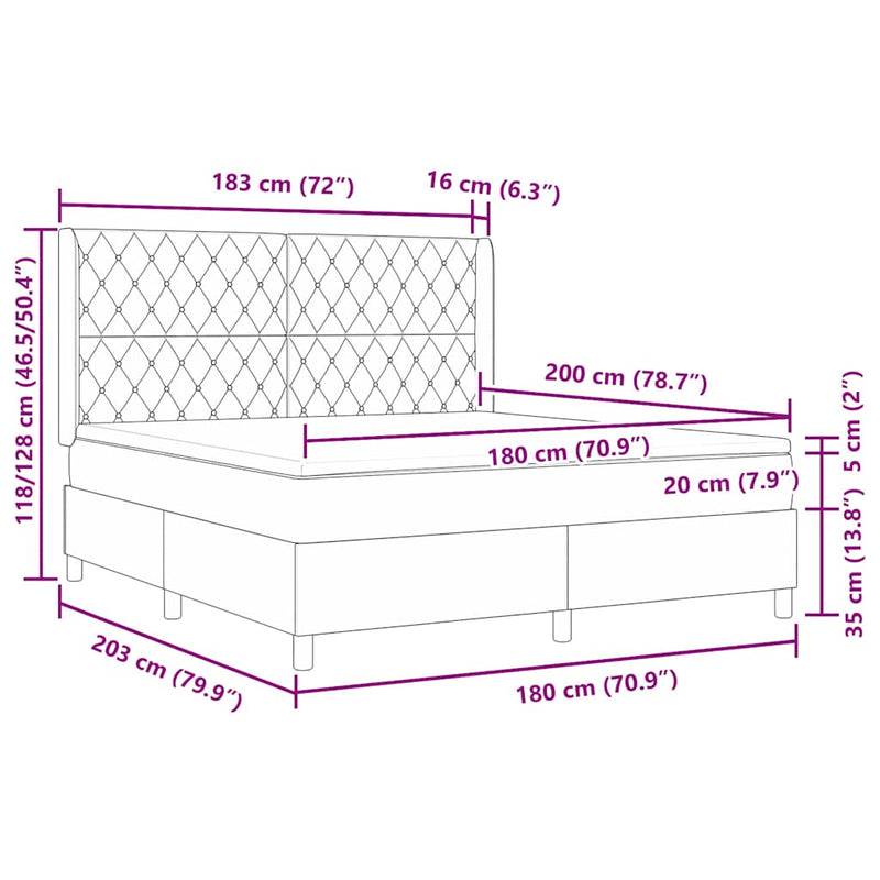 vidaXL Boxrugós ágy fejtámlával Sötétzöld 180 x 200 cm Bársony