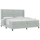 vidaXL Boxrugós ágy matracmal Világosszürke 200 x 200 cm Bársony