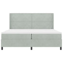 vidaXL Boxrugós ágy fejtámlával Világosszürke 200 x 200 cm Bársony