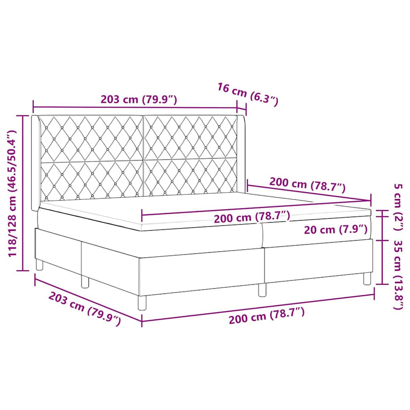 vidaXL Boxrugós ágy fejtámlával Világosszürke 200 x 200 cm Bársony
