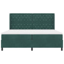 vidaXL Boxrugós ágy matracmal Sötétzöld 200 x 200 cm Bársony