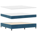 vidaXL Boxrugós ágy fejtámlával Kék 200 x 200 cm Bársony