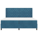 vidaXL Boxrugós ágy fejtámlával Kék 200 x 200 cm Bársony