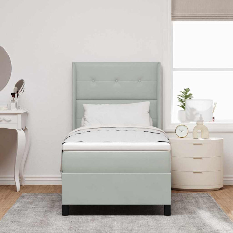 vidaXL Boxrugós ágy fejtámlával Világosszürke 80 x 200 cm Bársony