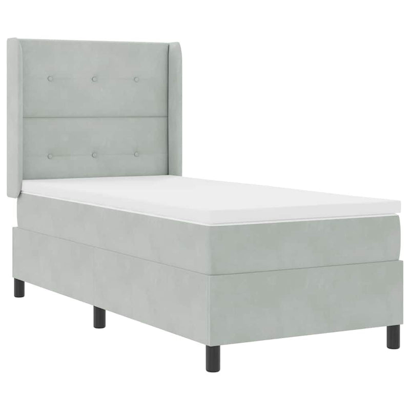 vidaXL Boxrugós ágy fejtámlával Világosszürke 80 x 200 cm Bársony